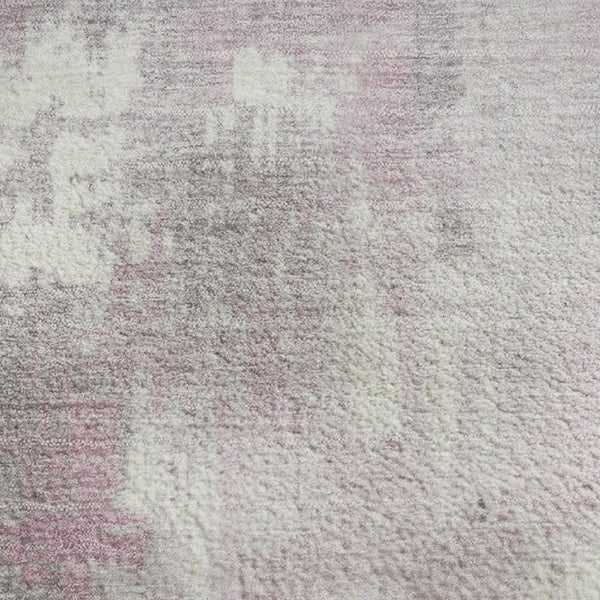 HomeRoots 10' X 14' Pink and Ivory Abstract Washable Area Rug – Stylish, Durable, UV-Protected for Busy Homes 705413