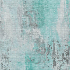 HomeRoots 5' X 8' Teal Gray Ivory Abstract Area Rug - Washable, UV Protected, Ideal for Modern Living Spaces 705415