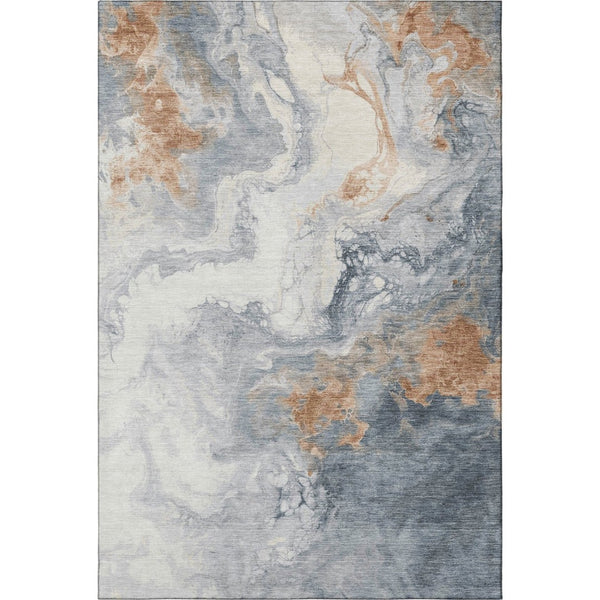 HomeRoots 5' X 8' Gray Copper Ivory Abstract Area Rug – Washable, UV Protected, Durable for High-Traffic Homes 705421