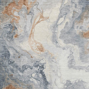 HomeRoots 8' X 10' Abstract Gray, Copper & Ivory Washable Area Rug with UV Protection for Modern Homes 705423