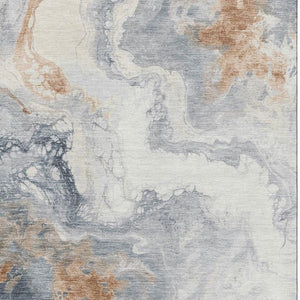 HomeRoots 9' X 12' Artistic Gray Copper Ivory Abstract Washable Area Rug – UV Protected, Pet-Friendly Design! 705424