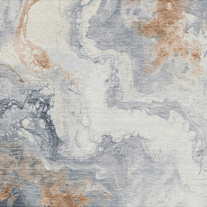 HomeRoots 10' X 14' Gray Copper Ivory Abstract Washable Area Rug – Stain Resistant, UV Protected & Modern Design 705425