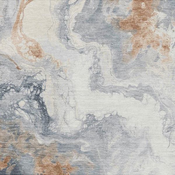 HomeRoots 10' X 14' Gray Copper Ivory Abstract Washable Area Rug – Stain Resistant, UV Protected & Modern Design 705425
