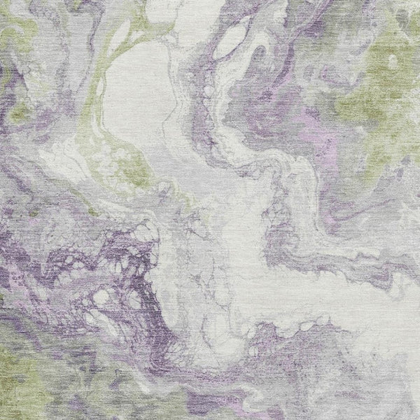 HomeRoots 5' X 8' Modern Lavender Green Ivory Abstract Area Rug - Durable, Washable, UV Protected & Stylish! 705427