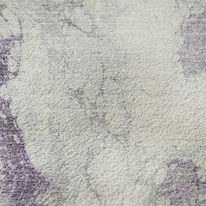 HomeRoots 8' Modern Abstract Washable Round Rug in Lavender Green & Ivory - UV Resistant & Easy Care! 705428