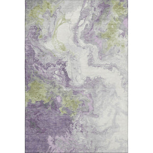 HomeRoots 8' X 10' Modern Abstract Lavender Green and Ivory Washable Area Rug with UV Protection & Durability 705429