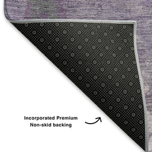HomeRoots 8' X 10' Modern Abstract Lavender Green and Ivory Washable Area Rug with UV Protection & Durability 705429