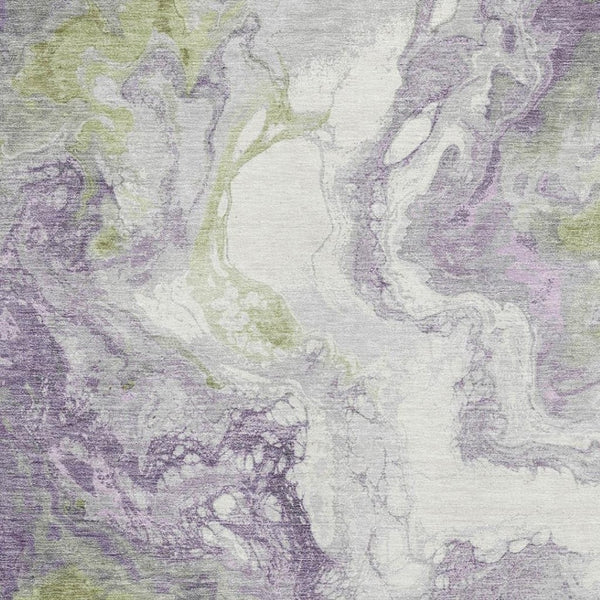 HomeRoots 8' X 10' Modern Abstract Lavender Green and Ivory Washable Area Rug with UV Protection & Durability 705429