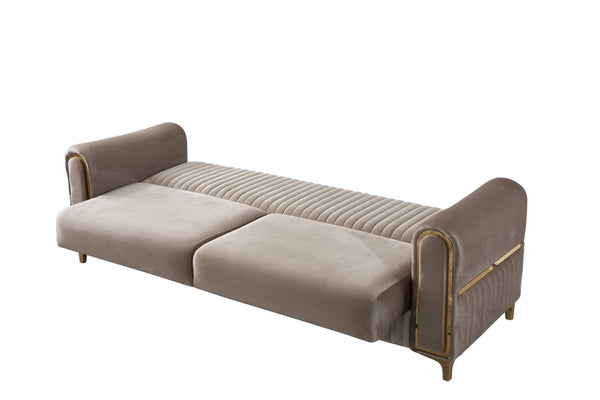 English Elm Melody Modern Contemporary Velvet 3-Piece Seating Set With Sleeper Functionality In Elegant Taupe B009S01957