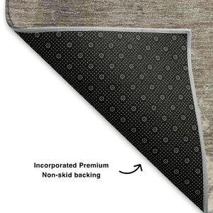 HomeRoots 5' X 8' Abstract Teal Taupe Ivory Area Rug – Washable, Stain Resistant, UV Protected for Busy Homes! 705433