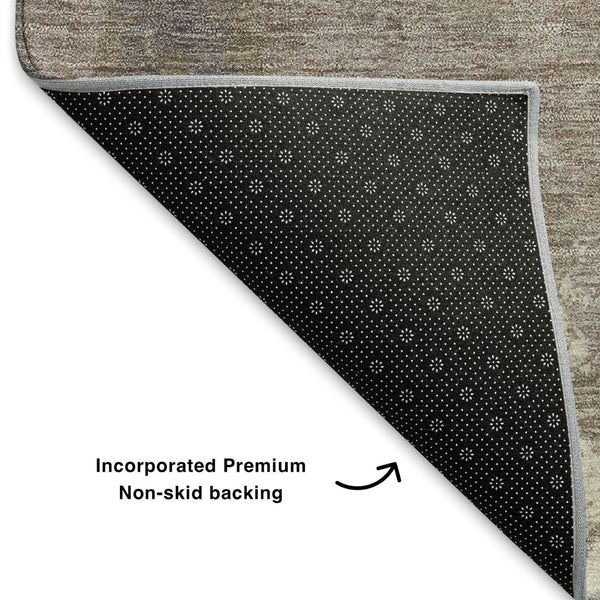 HomeRoots 5' X 8' Abstract Teal Taupe Ivory Area Rug – Washable, Stain Resistant, UV Protected for Busy Homes! 705433