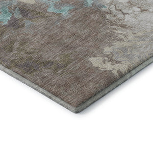 HomeRoots 5' X 8' Abstract Teal Taupe Ivory Area Rug – Washable, Stain Resistant, UV Protected for Busy Homes! 705433