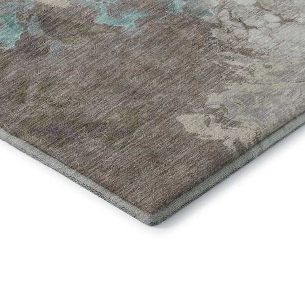 HomeRoots 5' X 8' Abstract Teal Taupe Ivory Area Rug – Washable, Stain Resistant, UV Protected for Busy Homes! 705433
