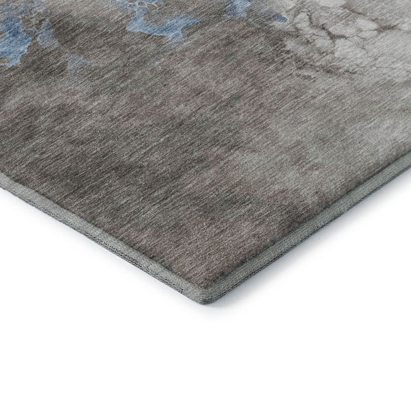 HomeRoots 9' X 12' Stylish Taupe Blue Ivory Abstract Area Rug - Washable, UV Protected, Durable & Non-Slip 705442