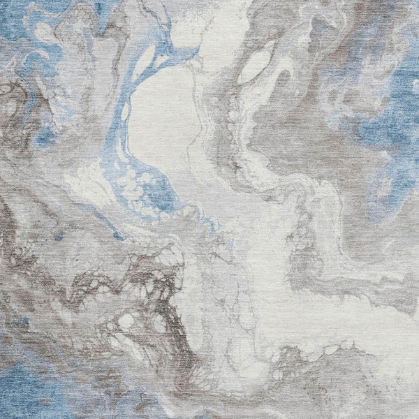 HomeRoots 10' X 14' Taupe Blue Ivory Abstract Area Rug - Washable, UV Protected, Stain Resistant, Modern Style 705443