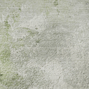 HomeRoots 8' Artichoke Green Gray Ivory Abstract Round Rug - Washable, Durable, UV-Protected, Non-Slip Design 705446