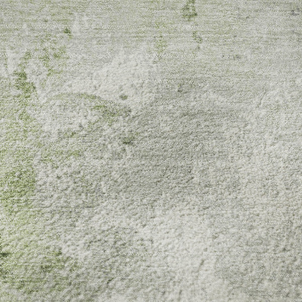 HomeRoots 8' Artichoke Green Gray Ivory Abstract Round Rug - Washable, Durable, UV-Protected, Non-Slip Design 705446