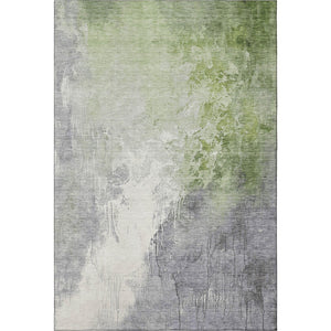 HomeRoots 8' X 10' Washable Abstract Area Rug in Artichoke Green, Gray & Ivory - UV Protected, Soft & Durable 705447