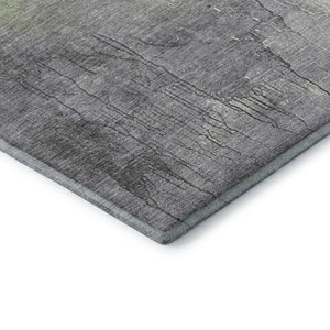 HomeRoots 9' X 12' Artichoke Green Gray Ivory Abstract Rug - Washable, UV Protected, Durable for Busy Homes 705448
