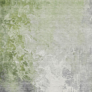 HomeRoots 10' Artichoke Green Gray Ivory Abstract Washable Area Rug - Durable, Stylish & UV Protected Design 705449