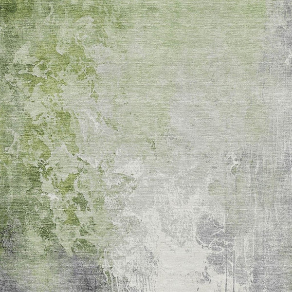 HomeRoots 10' Artichoke Green Gray Ivory Abstract Washable Area Rug - Durable, Stylish & UV Protected Design 705449