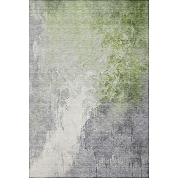 HomeRoots 10' Artichoke Green Gray Ivory Abstract Washable Area Rug - Durable, Stylish & UV Protected Design 705449