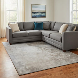 HomeRoots 8' X 10' Washable Beige and Ivory Abstract Area Rug with UV Protection for Modern Home Décor 705453