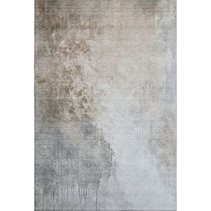 HomeRoots 10' X 14' Beige And Ivory Abstract Washable Area Rug - Durable, UV-Protected, Stylish & Easy Care! 705455