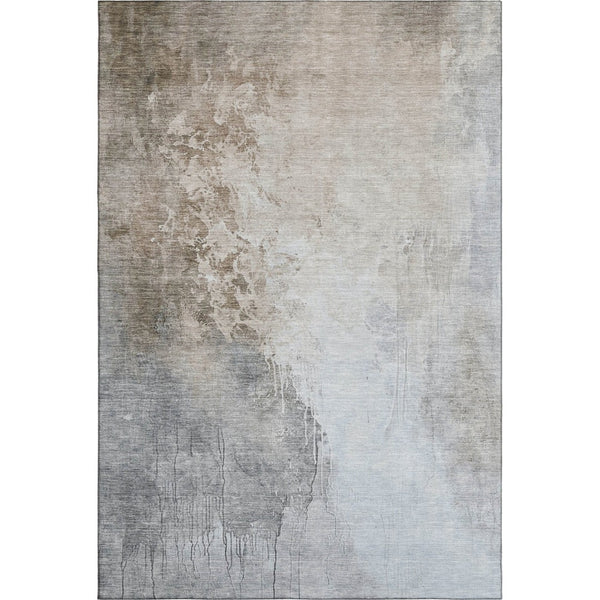 HomeRoots 10' X 14' Beige And Ivory Abstract Washable Area Rug - Durable, UV-Protected, Stylish & Easy Care! 705455