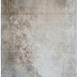 HomeRoots 10' X 14' Beige And Ivory Abstract Washable Area Rug - Durable, UV-Protected, Stylish & Easy Care! 705455