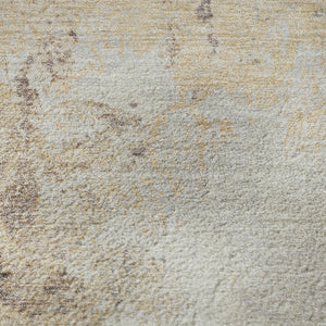 HomeRoots 8' Coral Beige and Ivory Abstract Washable Round Area Rug with UV Protection for Modern Spaces 705458