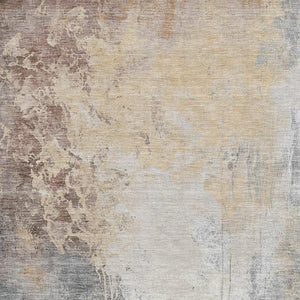HomeRoots 8' X 10' Coral Beige Ivory Abstract Washable Area Rug with UV Protection for Modern Homes & Style 705459