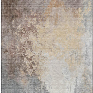 HomeRoots 9' X 12' Stylish Coral Beige Ivory Abstract Area Rug - Washable, UV Protected, Pet Friendly Design 705460