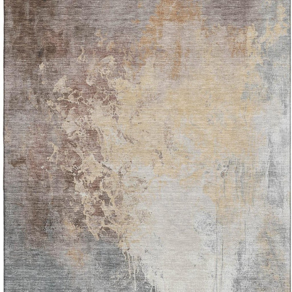 HomeRoots 9' X 12' Stylish Coral Beige Ivory Abstract Area Rug - Washable, UV Protected, Pet Friendly Design 705460