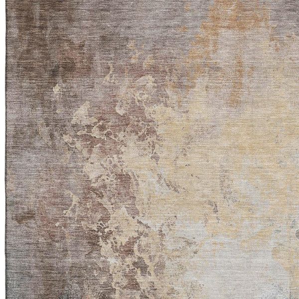 HomeRoots 10' X 14' Coral Beige Ivory Abstract Area Rug - Durable, Washable, UV Protected for Busy Homes 705461