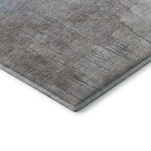 HomeRoots 5' X 8' Stylish Denim Blue Gray Ivory Abstract Area Rug – Washable, UV Protected, Family-Friendly Decor 705463