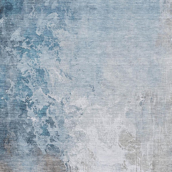 HomeRoots 5' X 8' Stylish Denim Blue Gray Ivory Abstract Area Rug – Washable, UV Protected, Family-Friendly Decor 705463