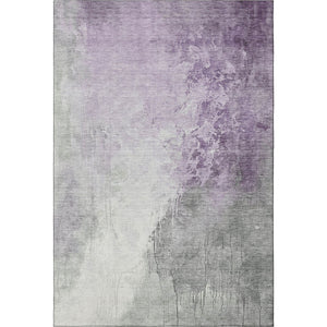 HomeRoots 5' x 8' Abstract Lavender and Ivory Area Rug - Washable, Durable, UV-Protected for High-Traffic Spaces 705469