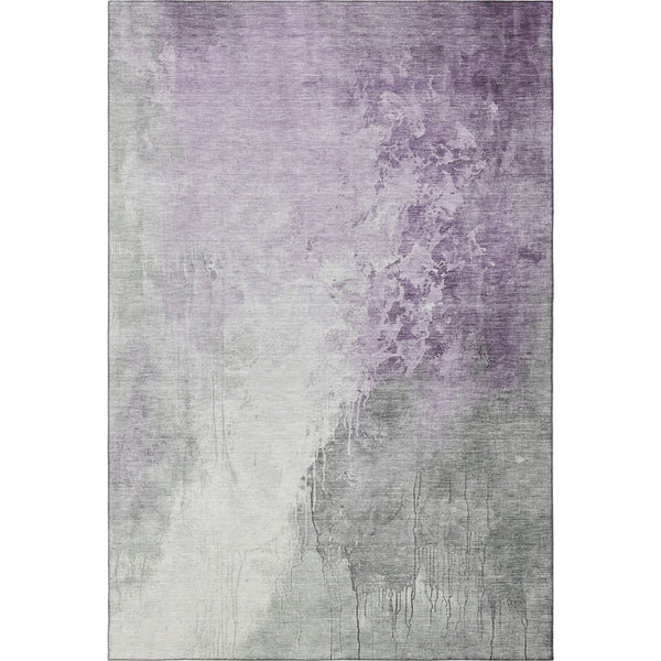 HomeRoots 5' x 8' Abstract Lavender and Ivory Area Rug - Washable, Durable, UV-Protected for High-Traffic Spaces 705469
