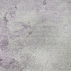 HomeRoots 8' Lavender and Ivory Abstract Washable Round Rug - UV Protected, Stain Resistant, Modern Design 705470