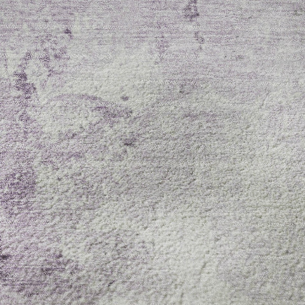 HomeRoots 8' Lavender and Ivory Abstract Washable Round Rug - UV Protected, Stain Resistant, Modern Design 705470