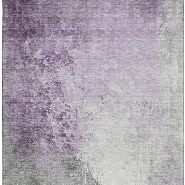 HomeRoots 9' X 12' Abstract Lavender and Ivory Washable Area Rug - UV Protected, Stain Resistant, Stylish Comfort 705472