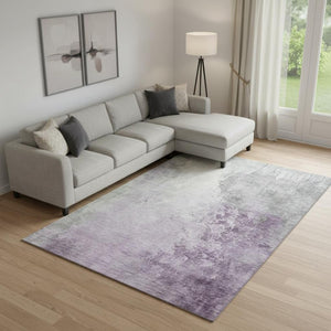 HomeRoots 10' X 14' Modern Lavender and Ivory Abstract Washable Area Rug with UV Protection for Easy Care 705473