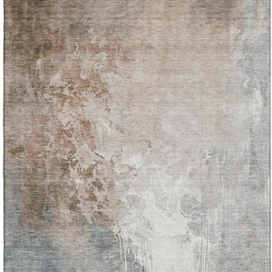 HomeRoots 9' X 12' Washable Abstract Area Rug in Rust, Gray & Ivory – Durable, Stain Resistant & UV Protected! 705478