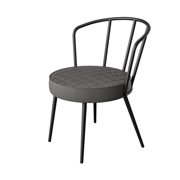 English Elm Dining Chairs Set Of 2 - Mid-Century Modern Armless Design, Water-Resistant Grey Upholstery, Ergonomic Comfort For Dining Room Or Café T3950P394505