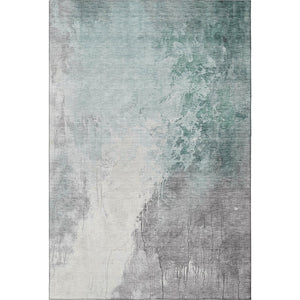 HomeRoots 10' X 14' Abstract Washable Area Rug in Pale Aqua & Ivory - UV Protected, Durable, Stylish Design 705485