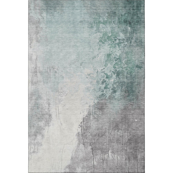 HomeRoots 10' X 14' Abstract Washable Area Rug in Pale Aqua & Ivory - UV Protected, Durable, Stylish Design 705485