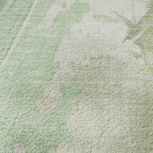 HomeRoots 8' Artichoke Green & Ivory Abstract Round Rug - UV Protected, Stain-Resistant, Modern Design for Durability 705488