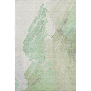 HomeRoots 8' X 10' Artichoke Green & Ivory Abstract Area Rug - Washable, UV Protected, Ideal for High-Traffic Spaces 705489