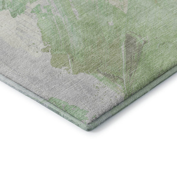 HomeRoots 8' X 10' Artichoke Green & Ivory Abstract Area Rug - Washable, UV Protected, Ideal for High-Traffic Spaces 705489